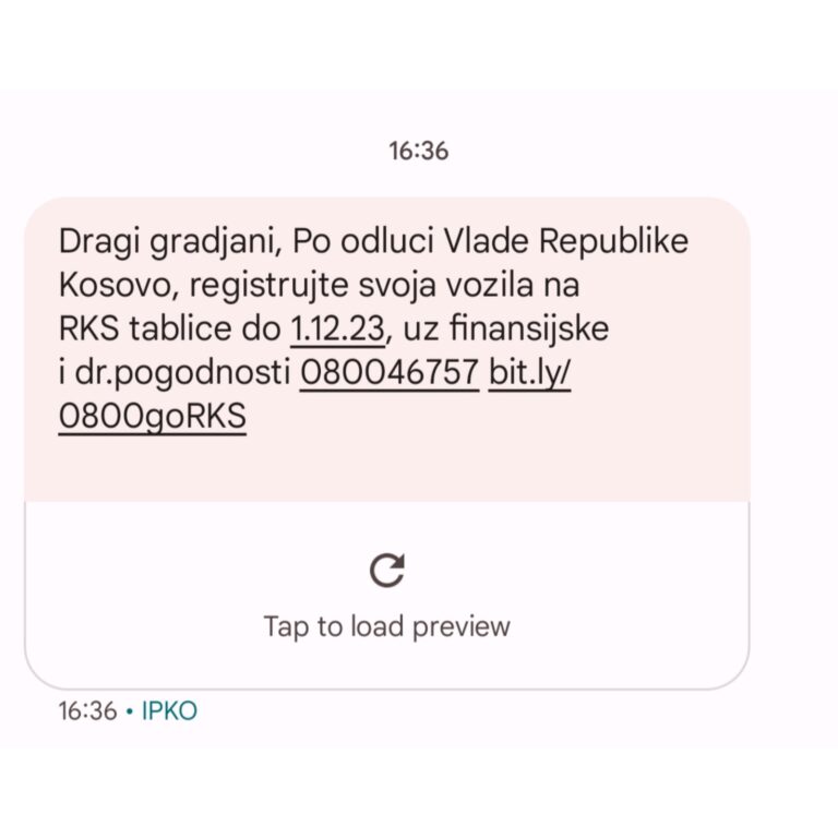 MUP Kosova i SMS porukama poziva na preregistraciju na „RKS“ tablice