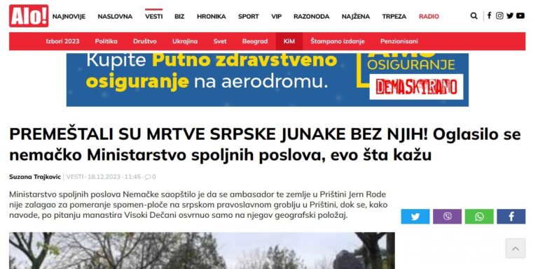 Nisu premeštani zemni ostaci srpskih vojnika već spomen ploča