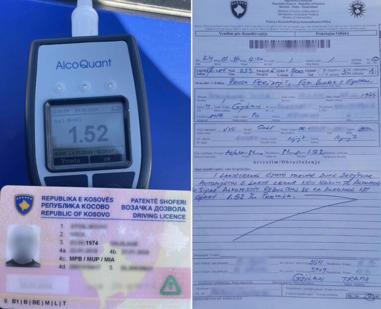 Kosovska policija kaznila Srbina sa 500 evra zbog vožnje u pijanom stanju