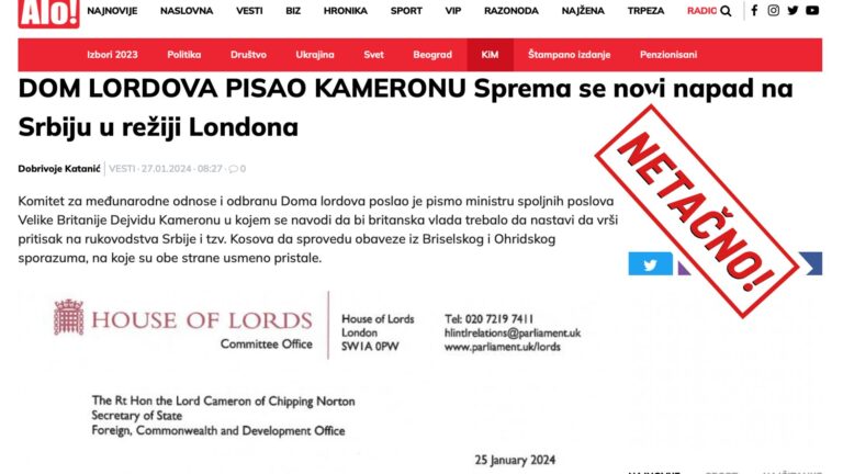 Netačno: Savet lordova nije preporučio napad na Srbiju&hellip;