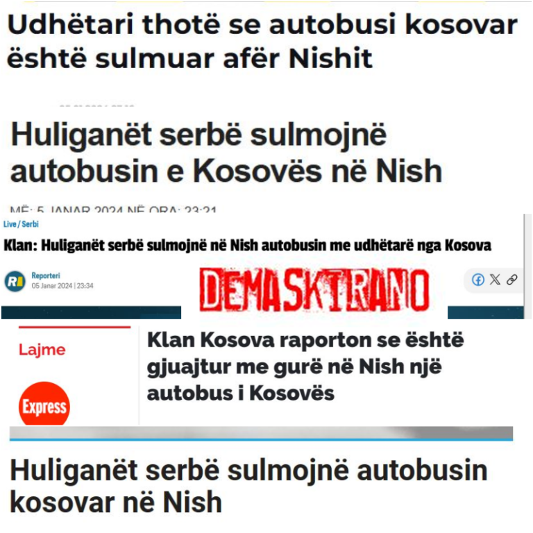 Oštećen autobus, „srpski huligani“ i ptica