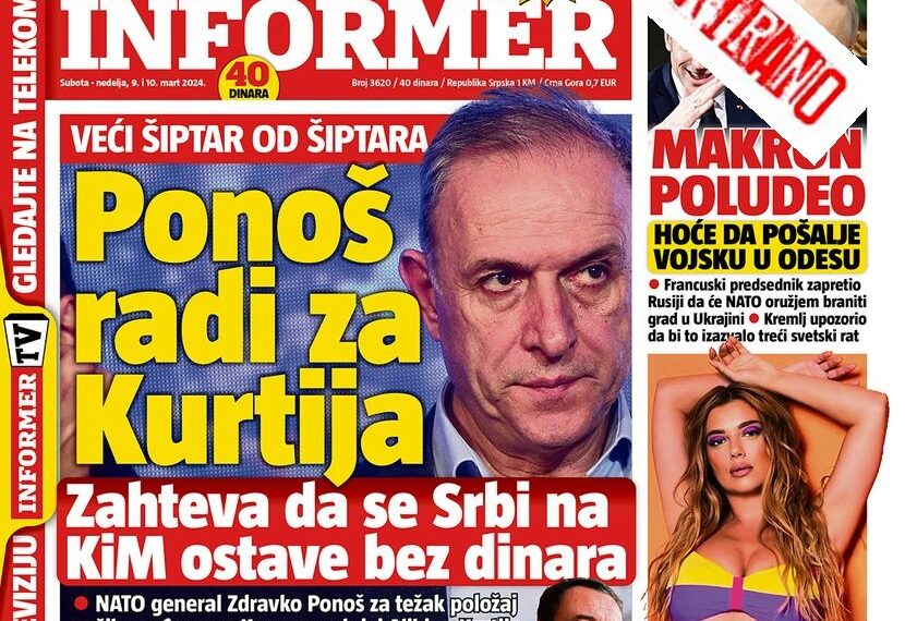 Ponoš o „izdaji“ Kosova – tabloidi&hellip;