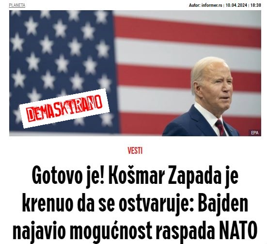 Ne, Bajden nije najavio mogućnost raspada NATO-a