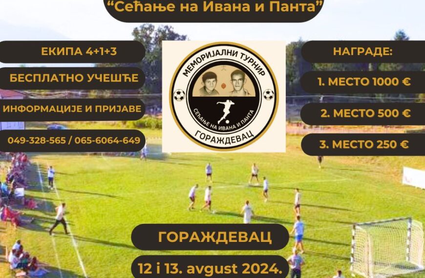 Goraždevac: Memorijalni turnir u malom fudbalu „Sećanje na Ivana i Panta“