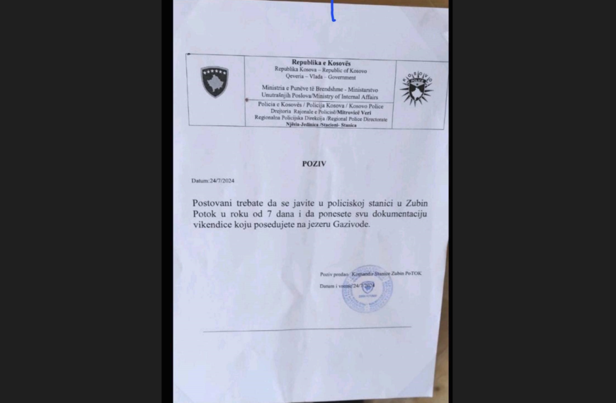 Inspekcija poziva vlasnike osam vikendica na Gazivodama da dokumentuju vlasništvo, SD: Odakle policiji pravo da lepi pozive?