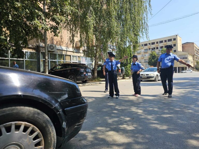 Mališani u severnom delu Mitrovice kao saobraćajni policajci