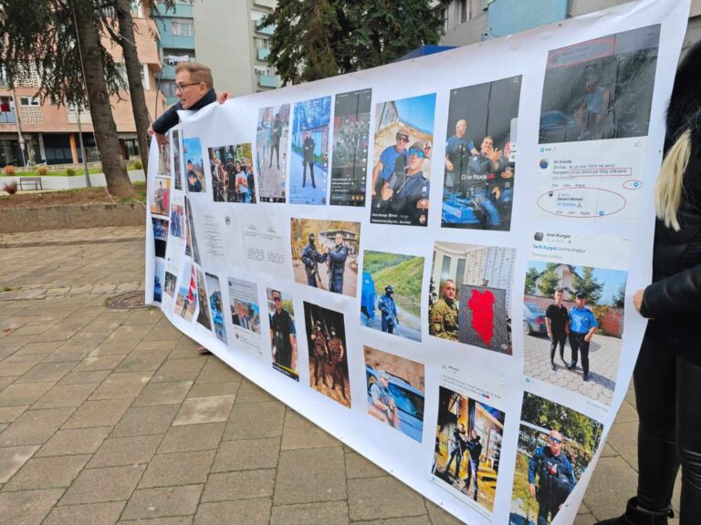 Kampanja Kosovske policije i Srpska demokratija sa transparentom