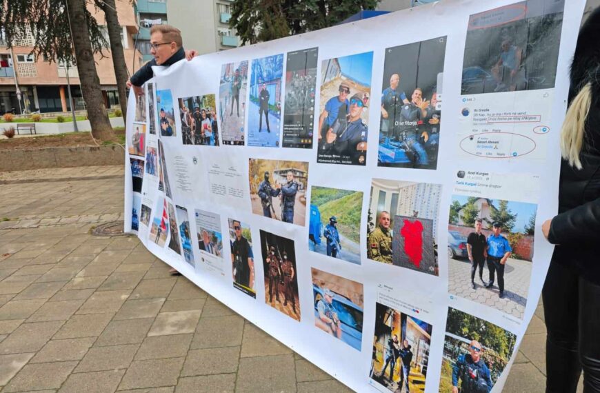 Kampanja Kosovske policije i Srpska demokratija sa transparentom