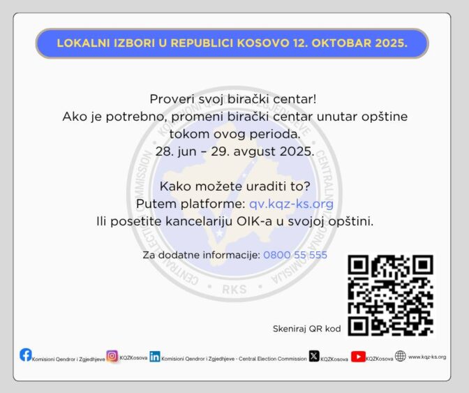 CIK: Promena biračkog centra moguća do kraja avgusta