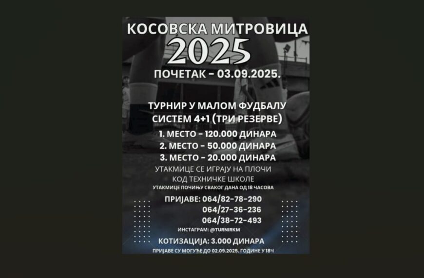 Kosovska Mitrovica: Turnir u malom fudbalu od 3. septembra na platou kod Tehničke škole