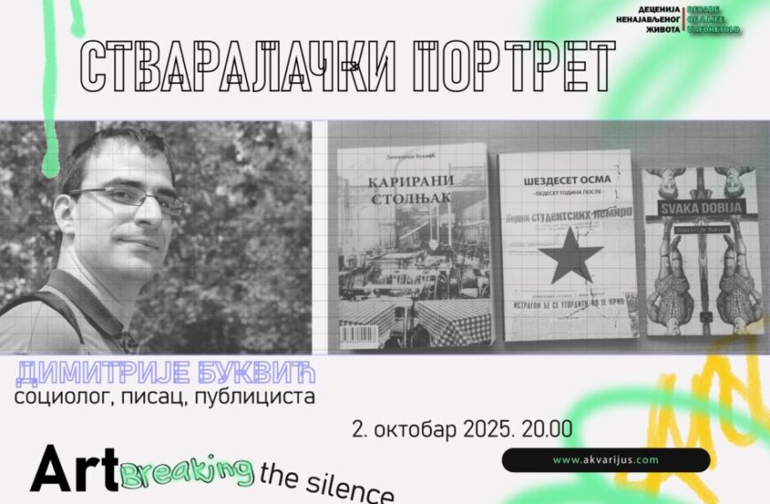 Stvaralački portret Dimitrija Bukvića večeras u „Akvarijusu“