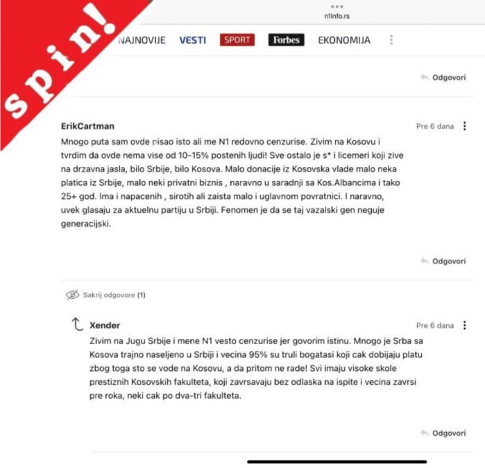 Spinovanje i krivljenje komentara, podela naroda