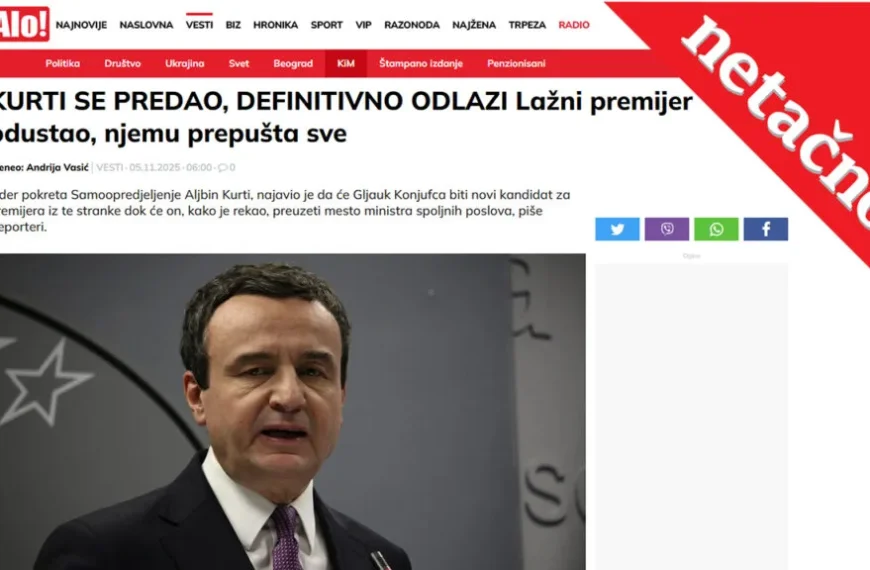 Manipulativni naslov „Kurti se predao“ u suprotnosti sa sadržajem vesti