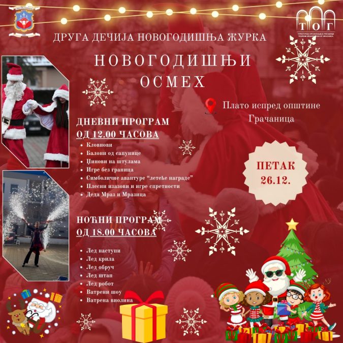 Druga dečja novogodišnja žurka „Novogodišnji osmeh“ u petak u Gračanici