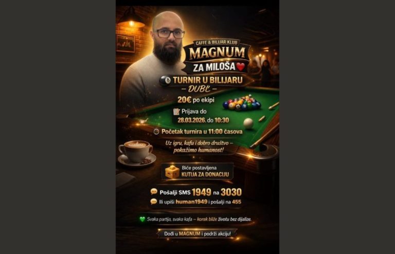 Bilijar turnir za Miloša Tripkovića u subotu u Kosovskoj Mitrovici