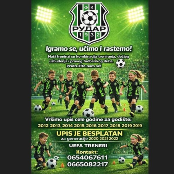 FK Rudar: Upis za nove&hellip;