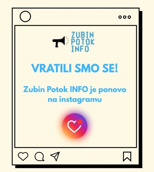 Zubin Potok INFO – Instagram nalog ponovo aktivan