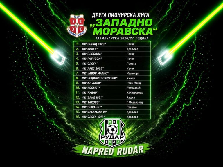 Pioniri FK Rudar ostaju u elitnom omladinskom takmičenju Zapadne Srbije