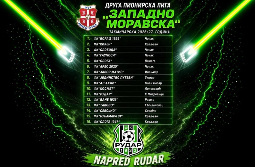 Pioniri FK Rudar ostaju u elitnom omladinskom takmičenju Zapadne Srbije